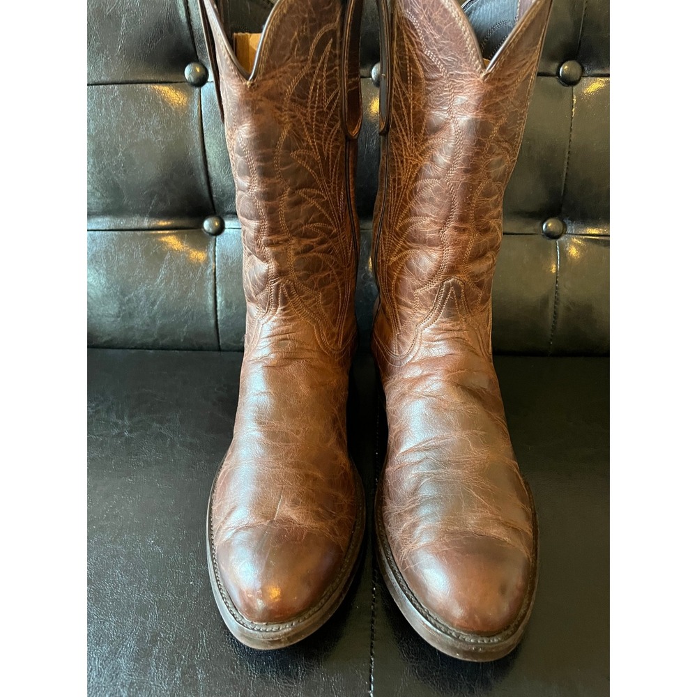 Vintage Brown Leather Western Cowboy Boots Vibram Sole‎ - Picture 2 of 8